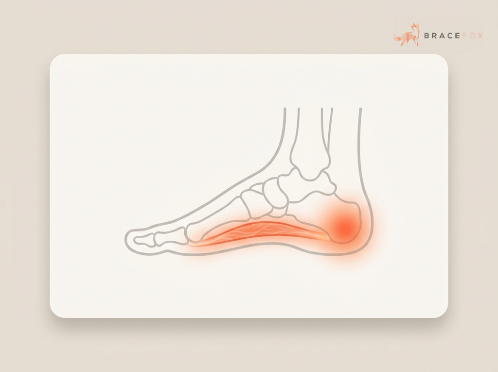 Medizinische Illustration: Fersensporn (Plantarfasziitis)