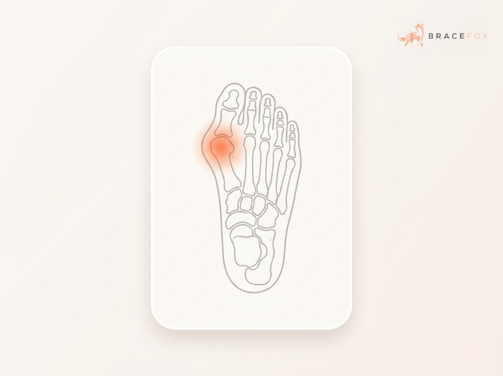 Medizinische Illustration: Hallux valgus (Schiefstand der großen Zehe)
