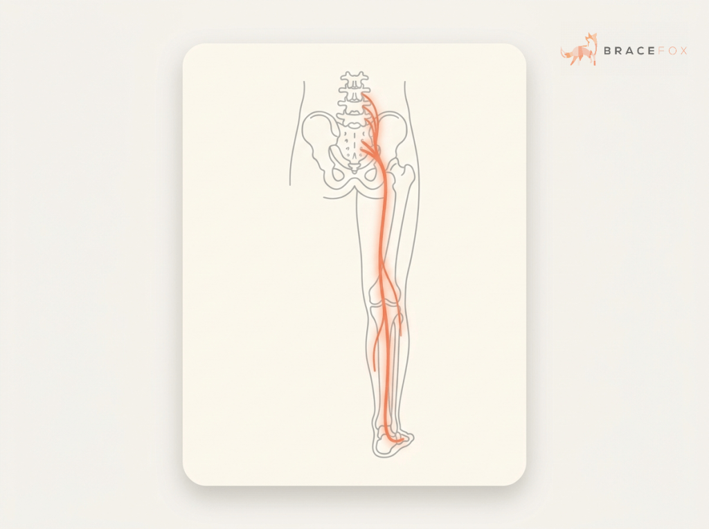 Medizinische Illustration: Ischias (ausstrahlende Beinschmerzen)