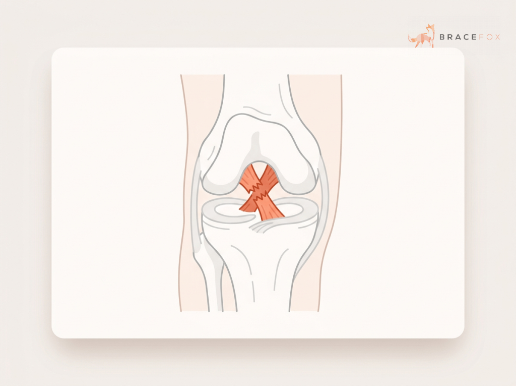 Medizinische Illustration: Kreuzbandverletzung (vorderes Kreuzband)