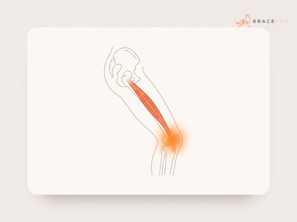Medizinische Illustration: Läuferknie (iliotibiales Bandsyndrom)