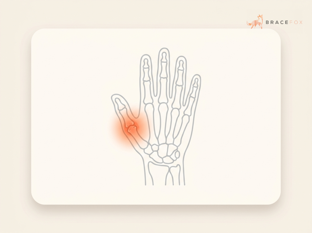 Medizinische Illustration: Daumensattelgelenksarthrose (Rhizarthrose)