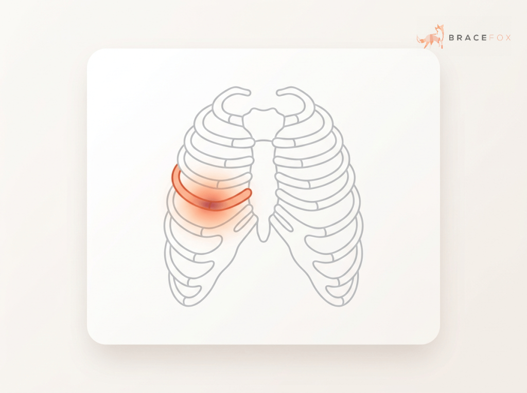 Medizinische Illustration: Rippenprellung und Rippenbruch