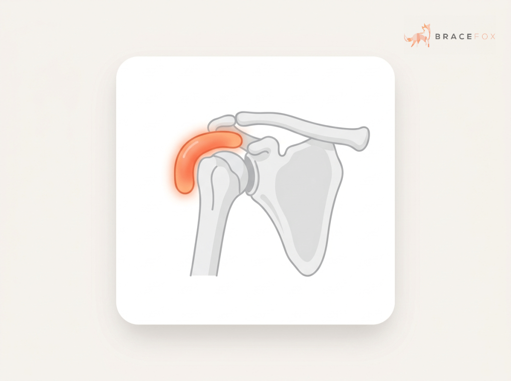 Medizinische Illustration: Schleimbeutelentzündung der Schulter (Bursitis)