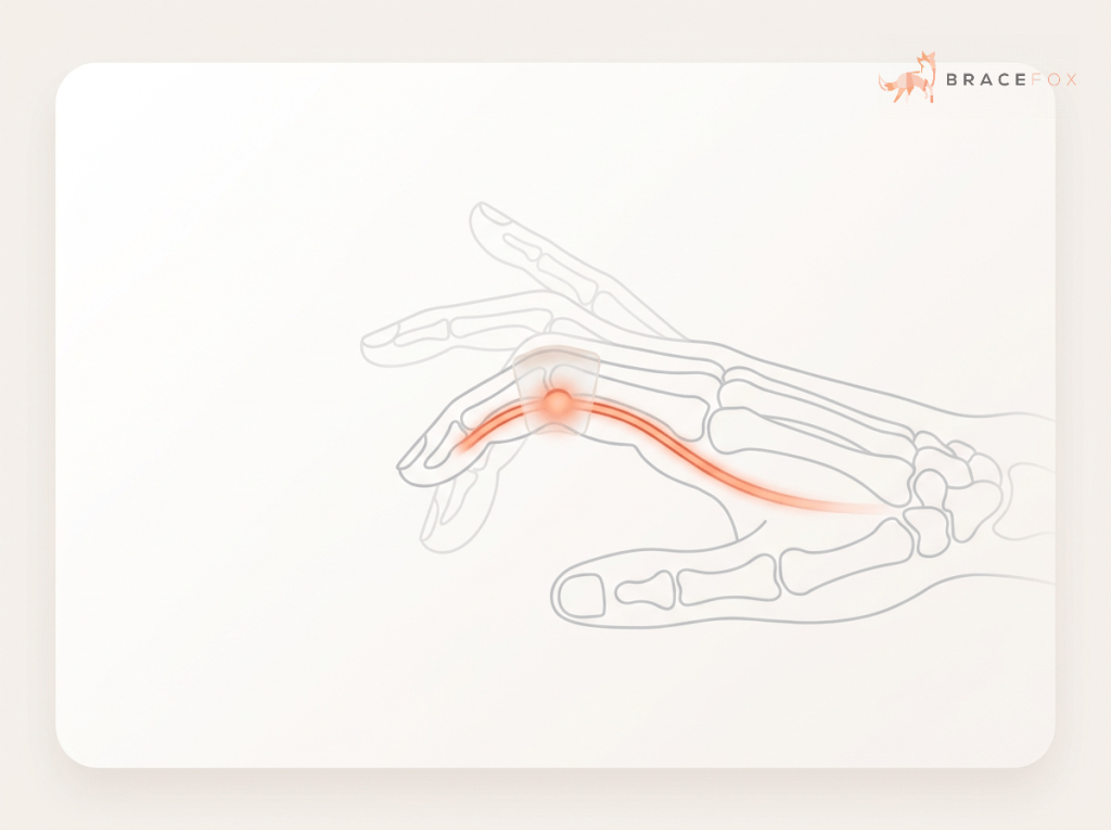 Medizinische Illustration: Schnellender Finger (Triggerfinger)