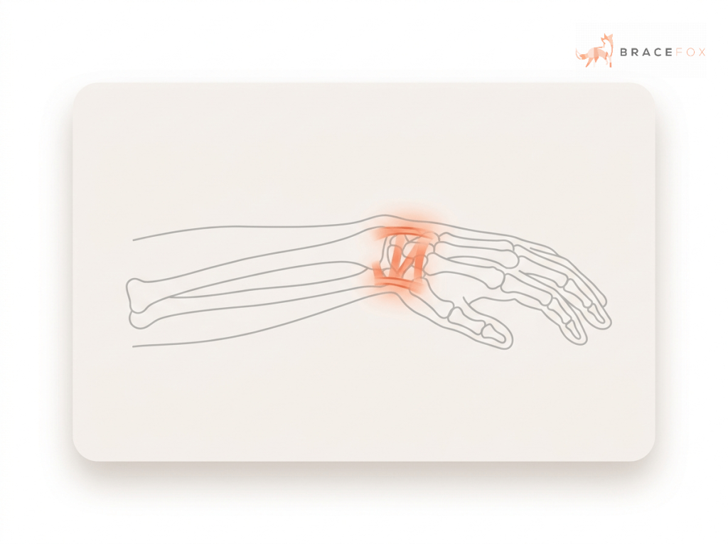 Medizinische Illustration: Verstauchung des Handgelenks