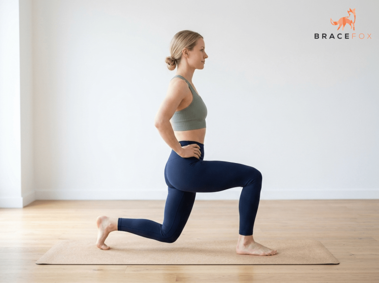 Anna, unsere digitale Physiotherapeutin, zeigt die Übung: Ausfallschritte (Lunges)
