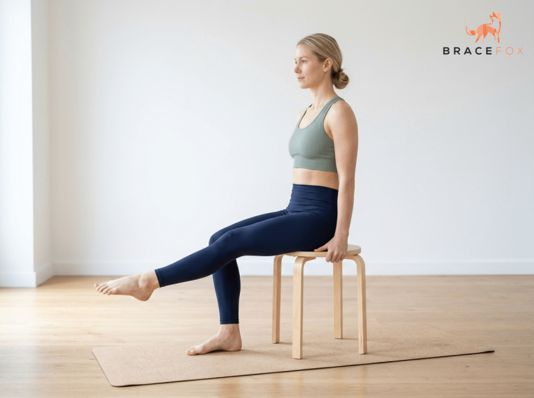 Anna, unsere digitale Physiotherapeutin, zeigt die Übung: Sprunggelenk-Alphabet (Mobilisation)