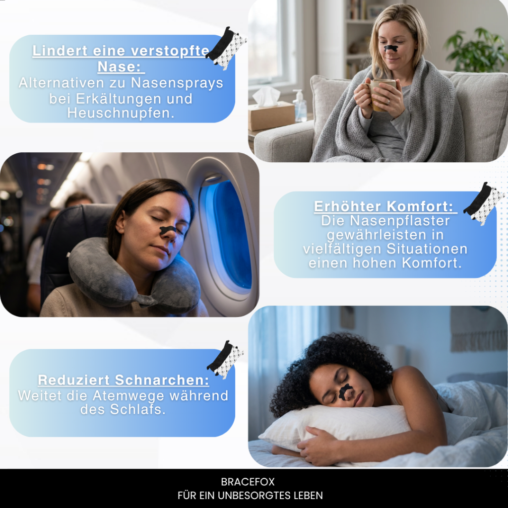 Nasenpflaster bei verstopfter Nase, mehr Komfort und weniger Schnarchen