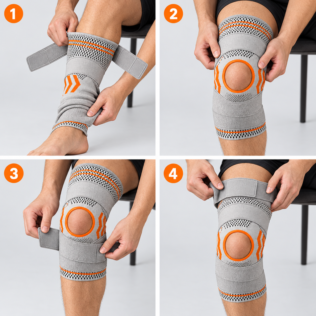 Kniebandage GenuFix anlegen in vier Schritten